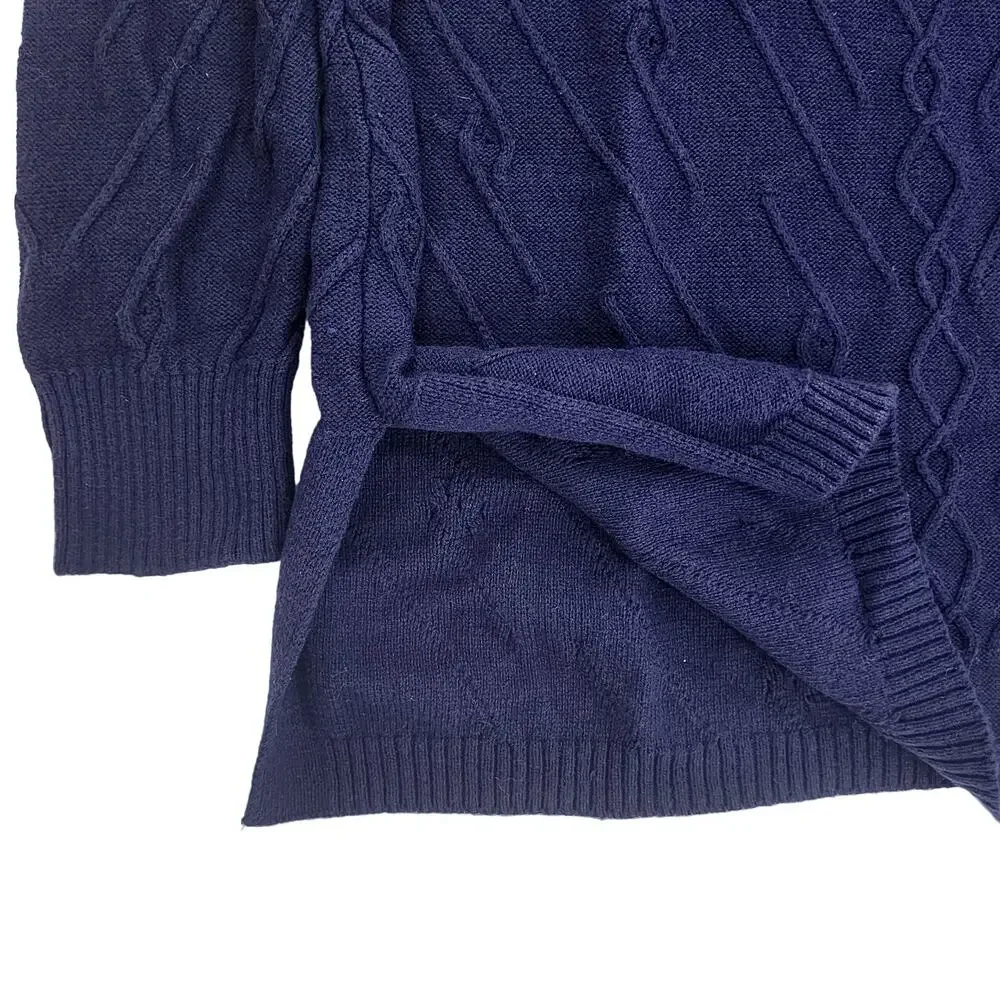 Soft Surroundings Cable Knit Tunic Sweater Medium Size Blue Women’s V Neck - Picture 6 of 11